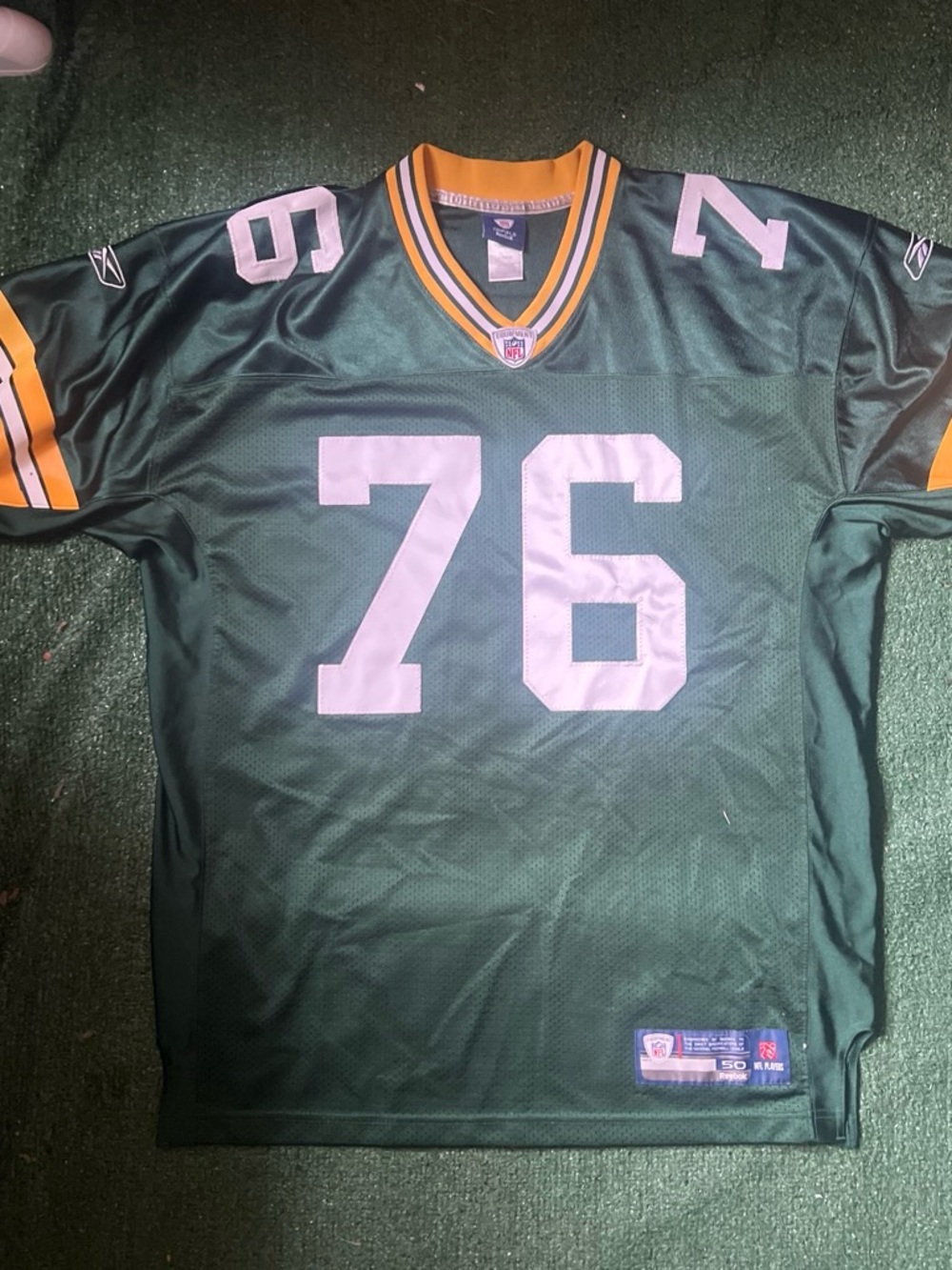 Reebok Green Football Jersey with Yellow Trim - #76